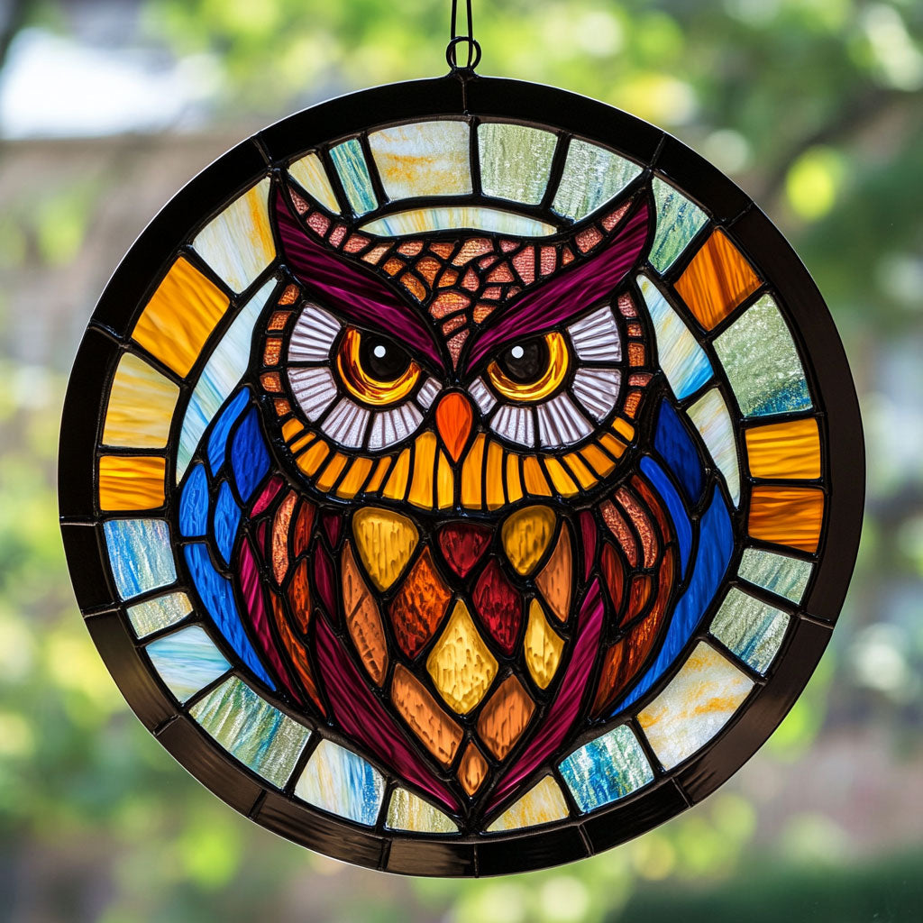 Owl WU0310025CL Stained Glass Suncatcher