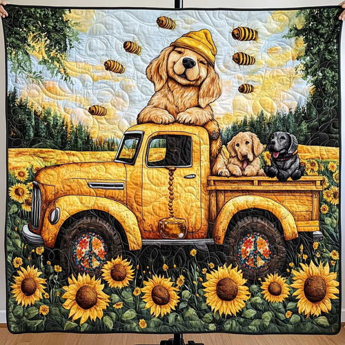 Golden Retriever Flower Trip WN0110044CL Quilt