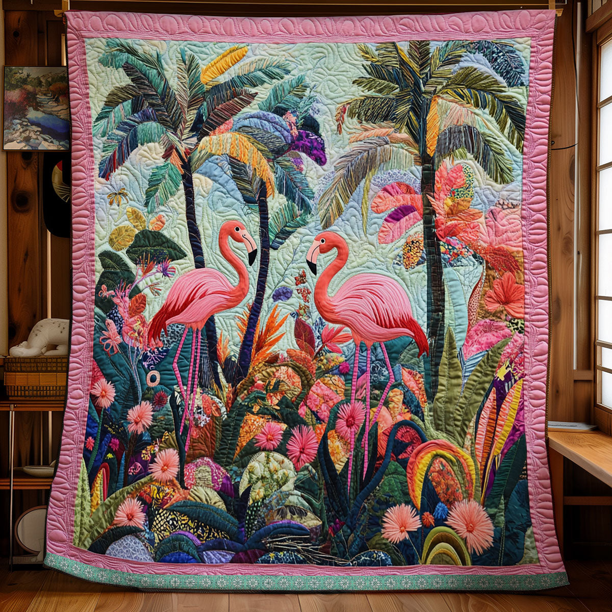 Flamingo In Forest WX1112024CL Quilt