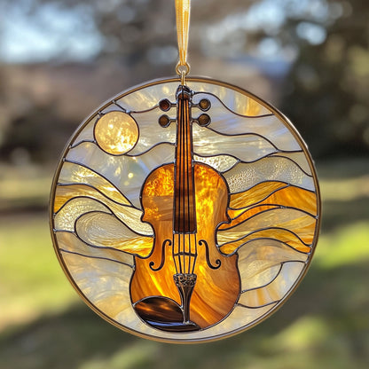 Violin In Sunset WY2801059CL Suncatcher