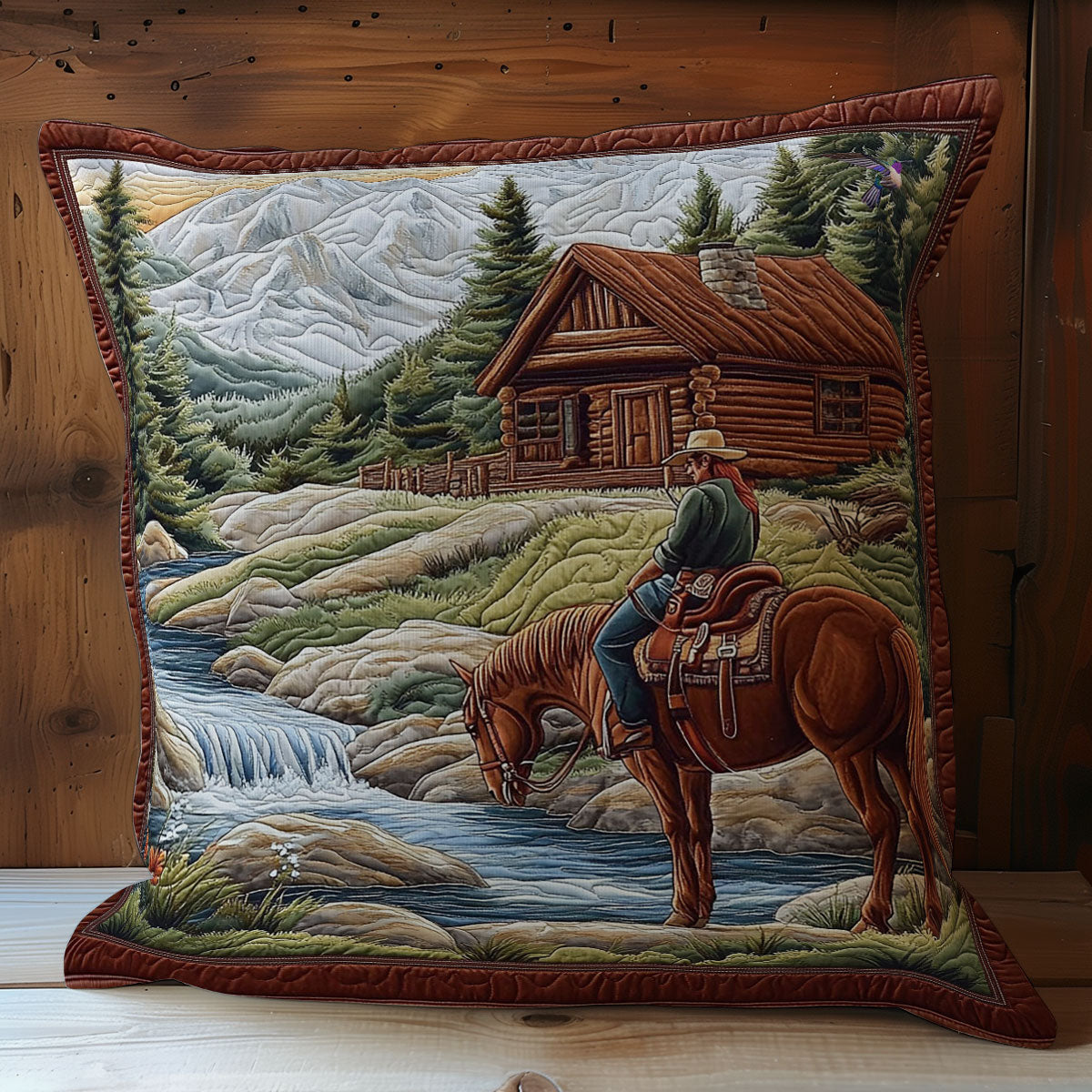 Cowboy In Village WY2212037CL Quilt Pillow Case
