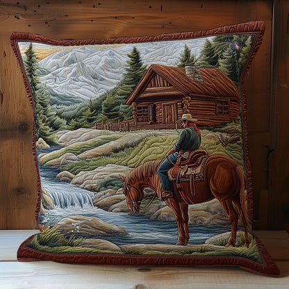 Cowboy In Village WY2212037CL Quilt Pillow Case