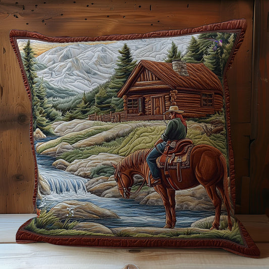 Cowboy In Village WY2212037CL Quilt Pillow Case