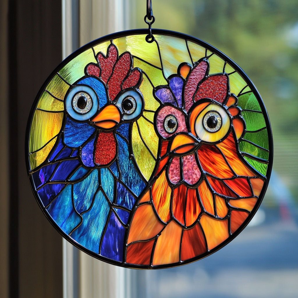 Chicken WU2810064CL Stained Glass Suncatcher