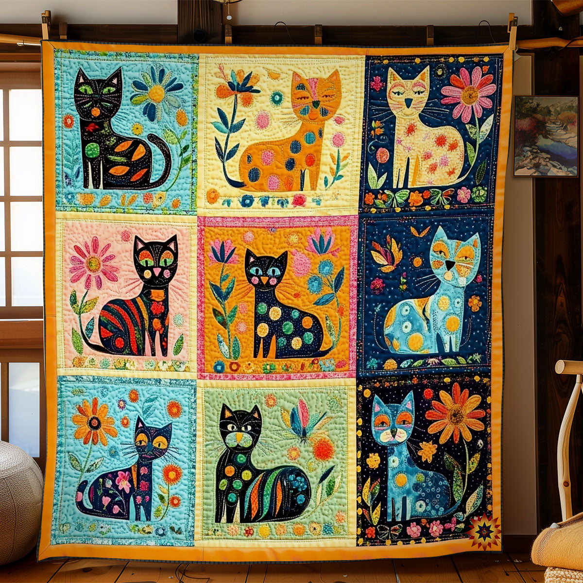 Abstract Cat WY1411012CL Quilt