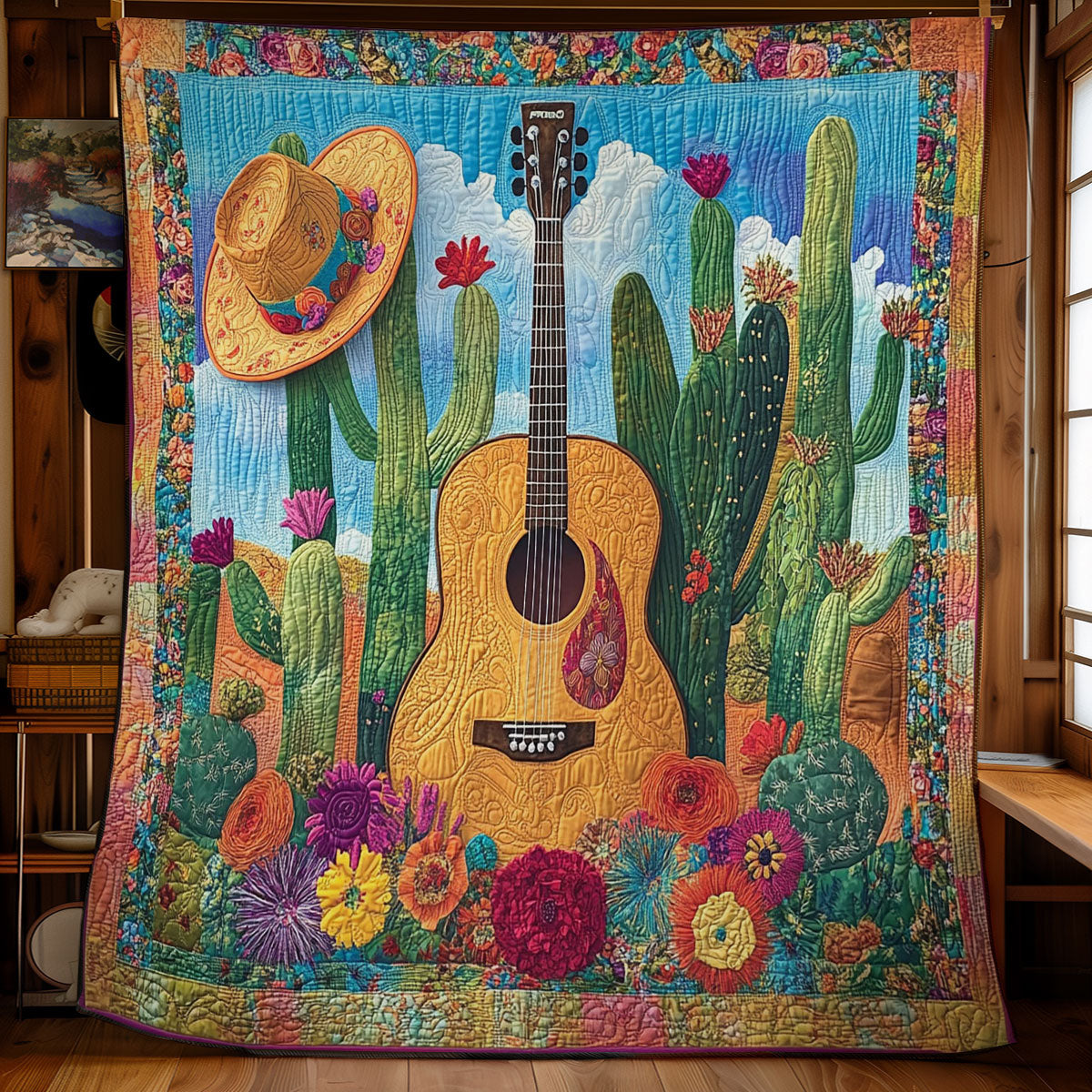 Blooming Guitar Song CW2708074CL Quilt