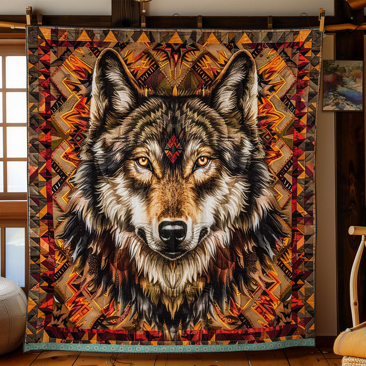 Wolf Native American WJ1909028CL Quilt