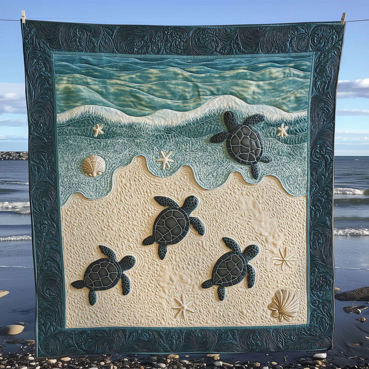 Ocean Calling Turtles WY1610022CL Quilt