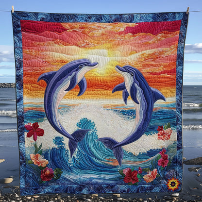 Sunset Couple Dolphin WY0912016CL Quilt