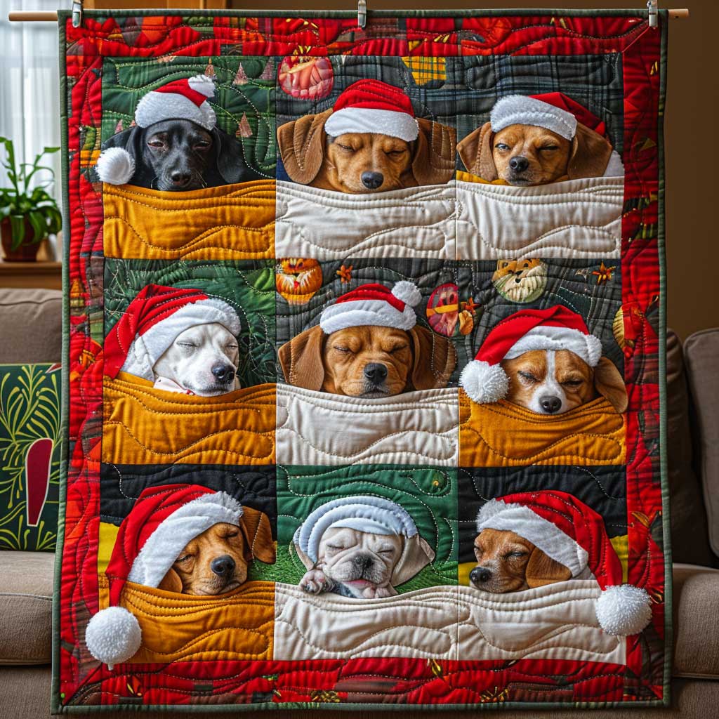 Sleeping Christmas Dachshund WP1009051CL Quilt