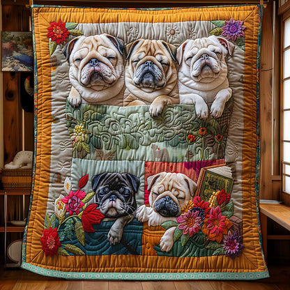 Flower Bucket Pug WP1009024CL Quilt