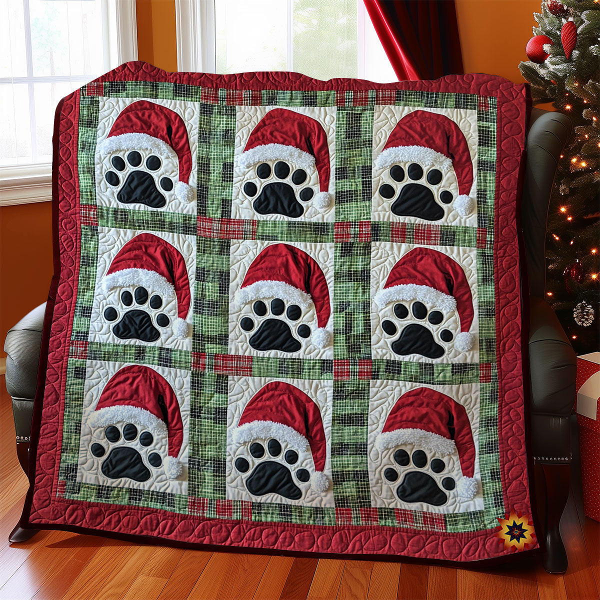 Santa Dog Paw WY2311015CL  Quilt