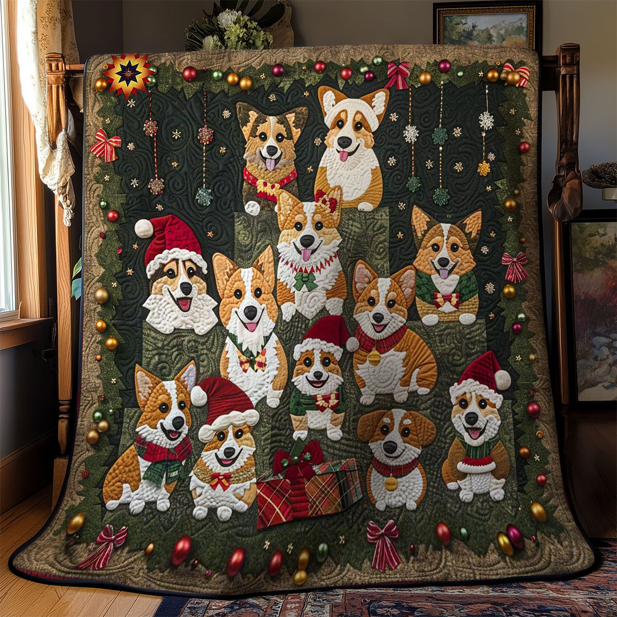 Corgi Christmas Joy WN3110035CL Quilt