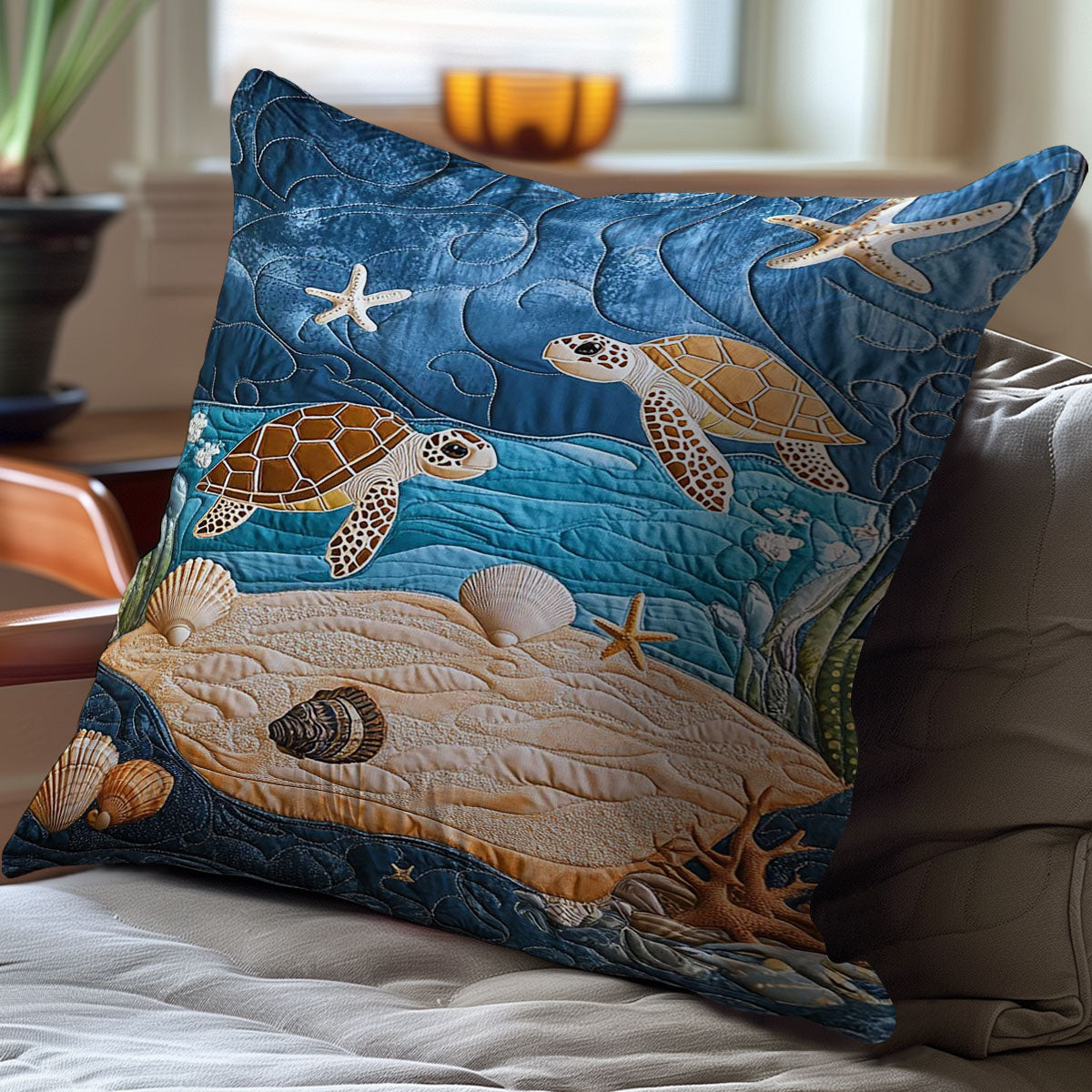 Sea Turtle WJ3009036CL Quilt Pillow Case