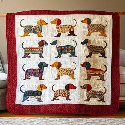 Dachshund Winter Patchwork WP1809047CL Quilt