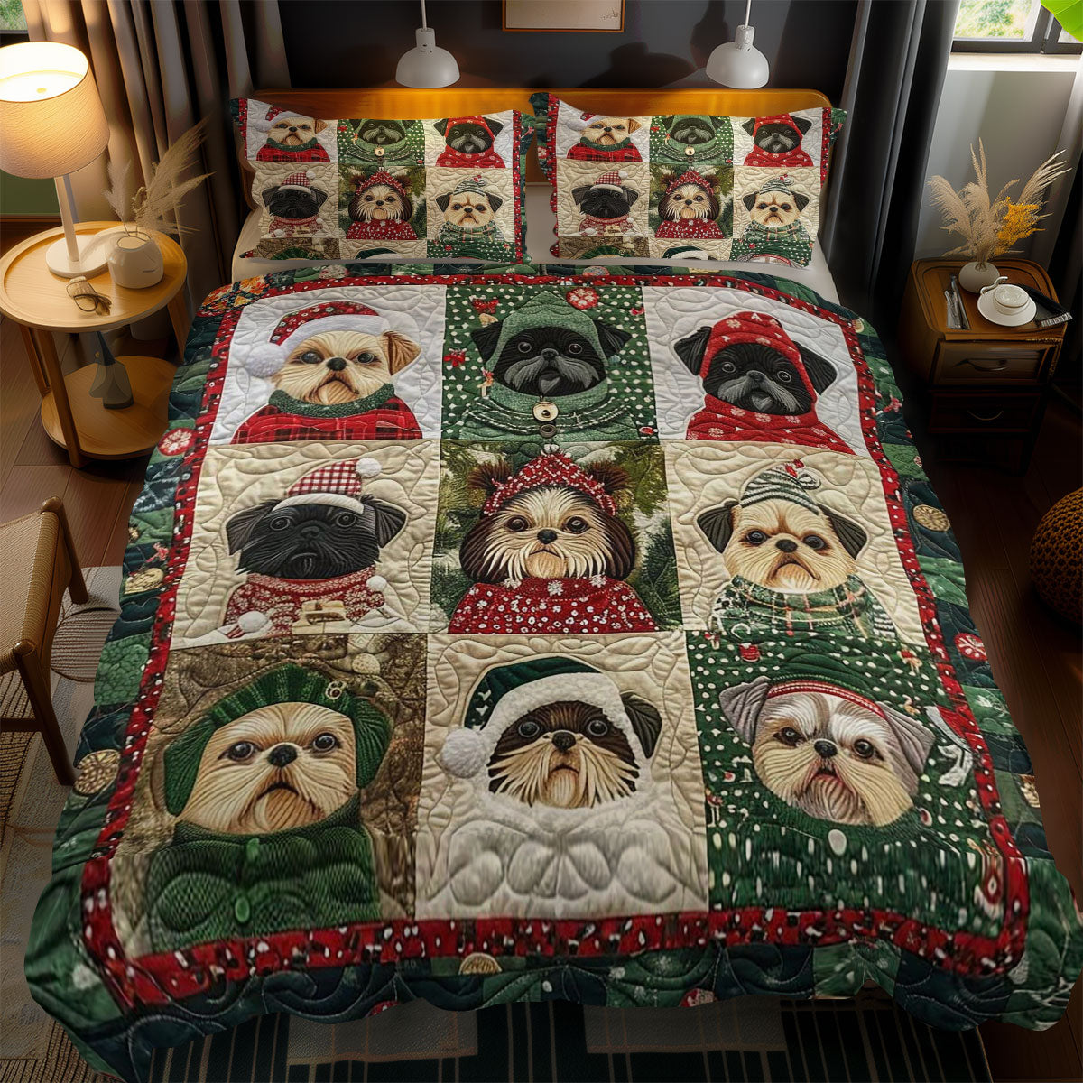 Shih Tzu Christmas Delight WN1210043CL Duvet Cover Set