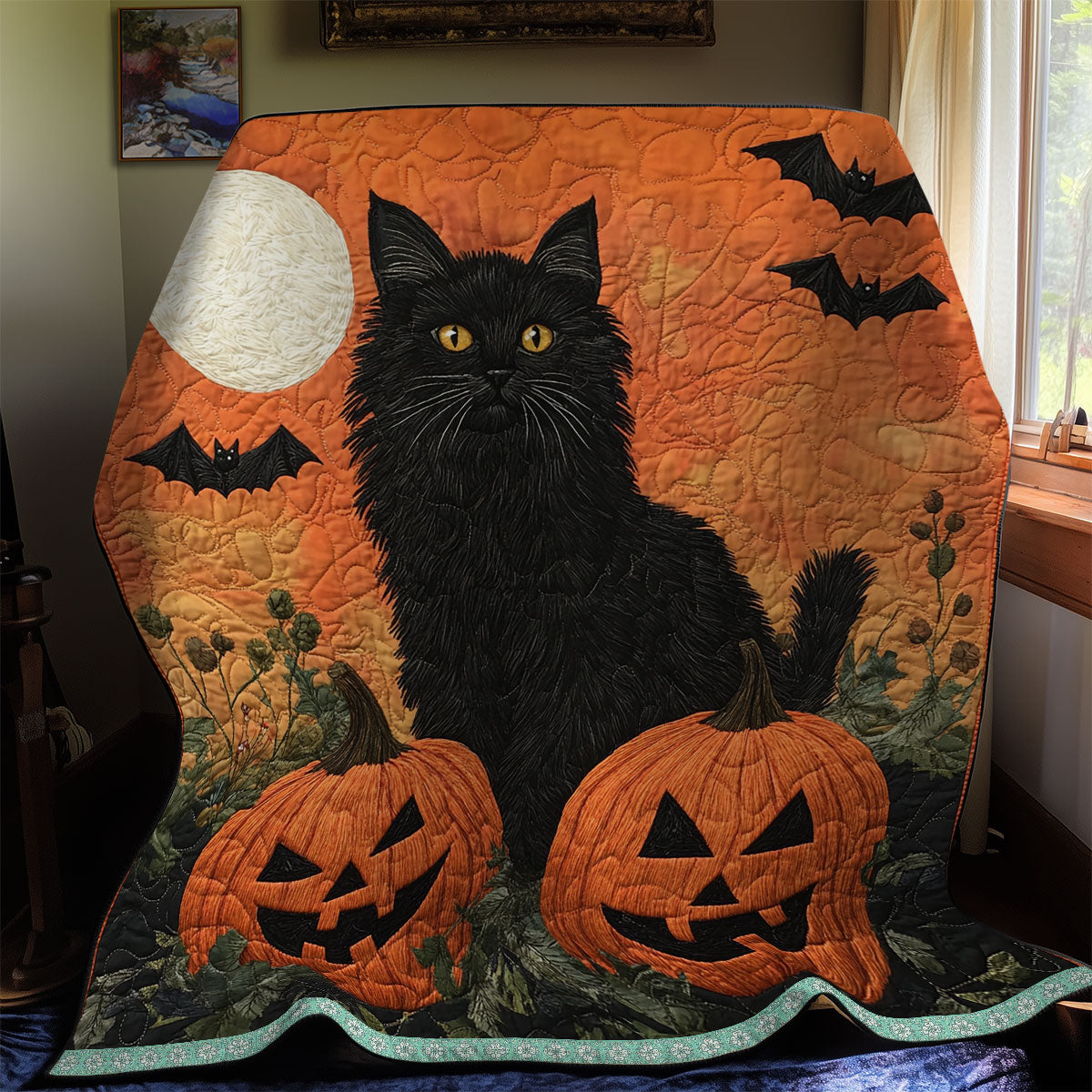 Black Cat Pumpkin WX1211003CL Quilt