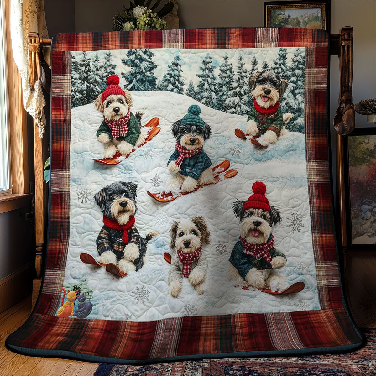 Mini Schnauzer Winter Play WN2811047CL Quilt