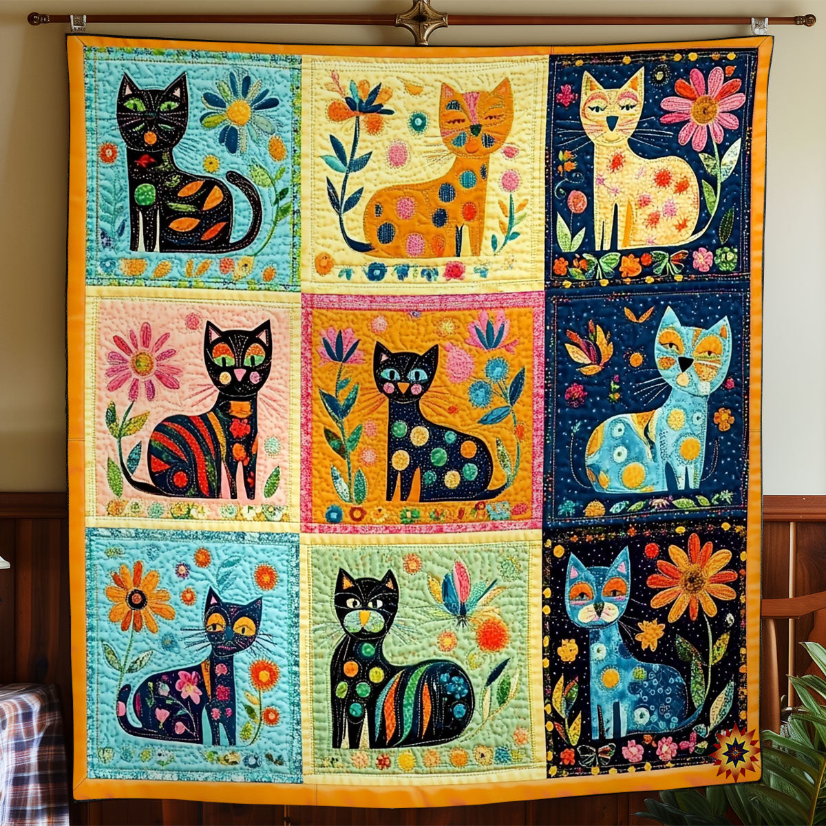 Abstract Cat WY1411012CL Quilt