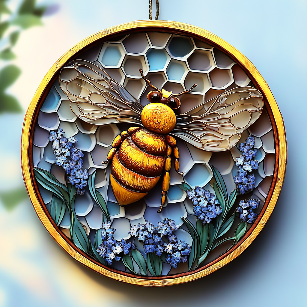 Bee WU3001005CL Stained Glass Suncatcher