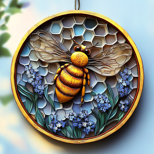 Bee WU3001005CL Stained Glass Suncatcher