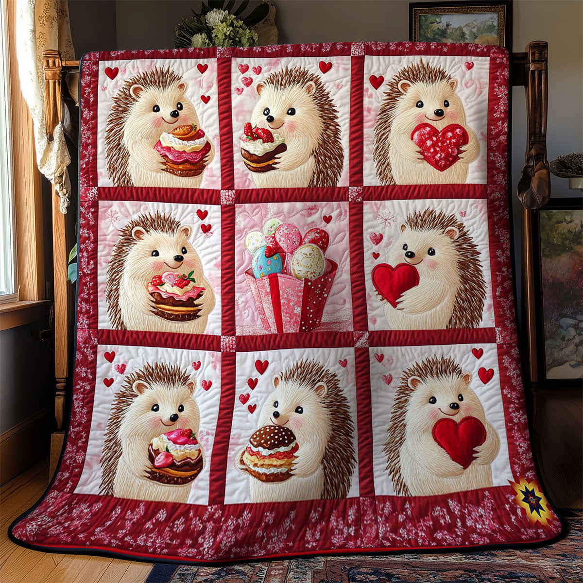 Sweet Heart Hedgehog WY0612034CL Quilt