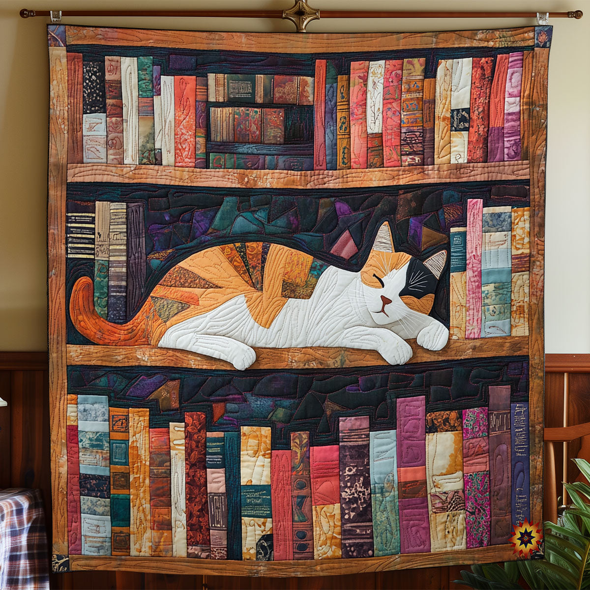 Bookshelves Sleep Cat WY1911059L Quilt