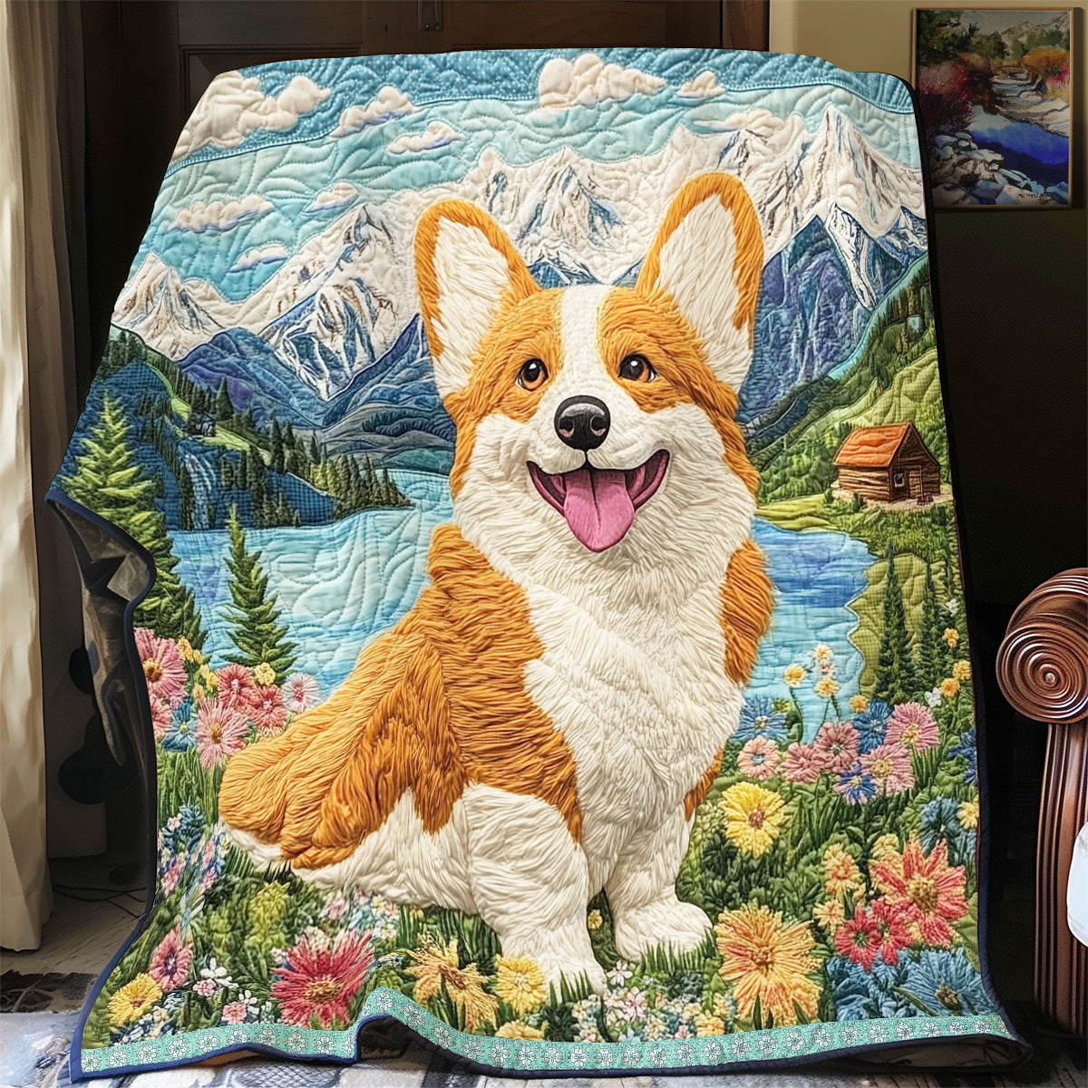 Smiling Corgi WX1312047CL Quilt