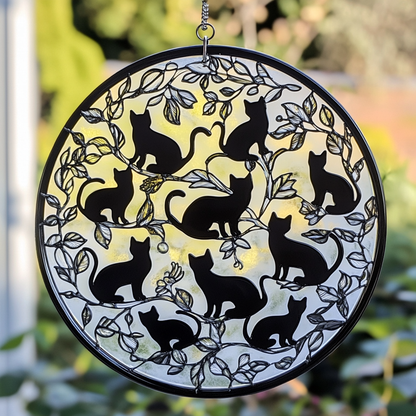 Black Cat WU2310055CL Stained Glass Suncatcher