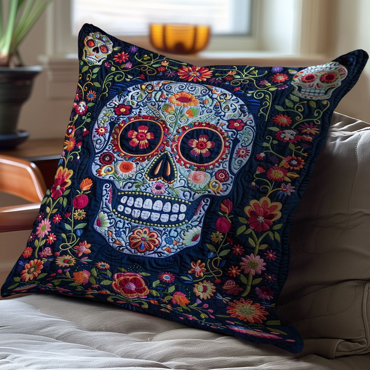 Sugar Skull WJ1109044CL Quilt Pillow Case