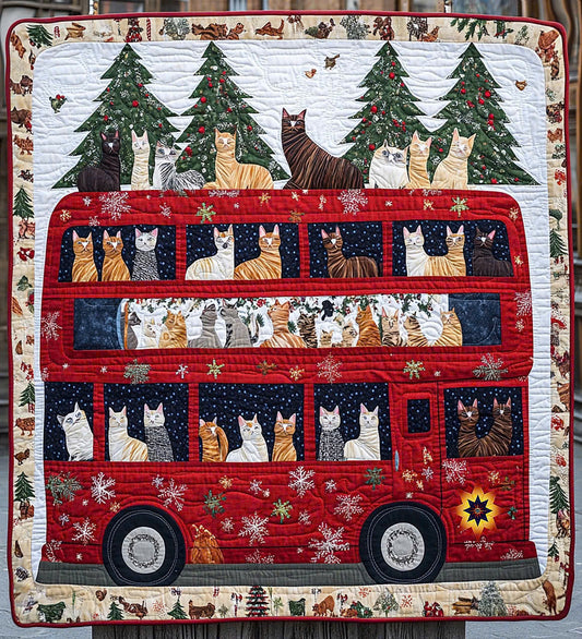 Christmas Bus Cat WY1810003CL Quilt