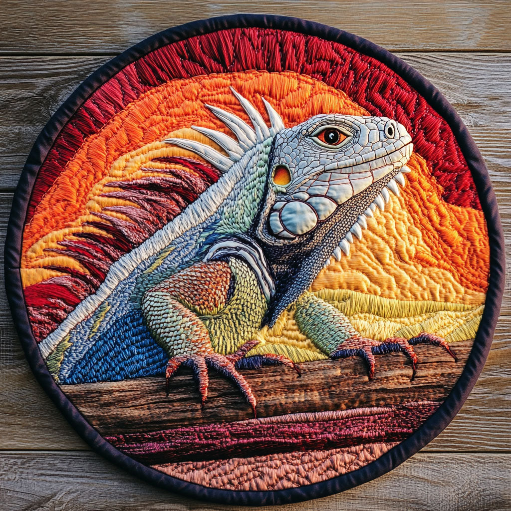 Charming  Iguana CP0505022CL Quilted Round Mat
