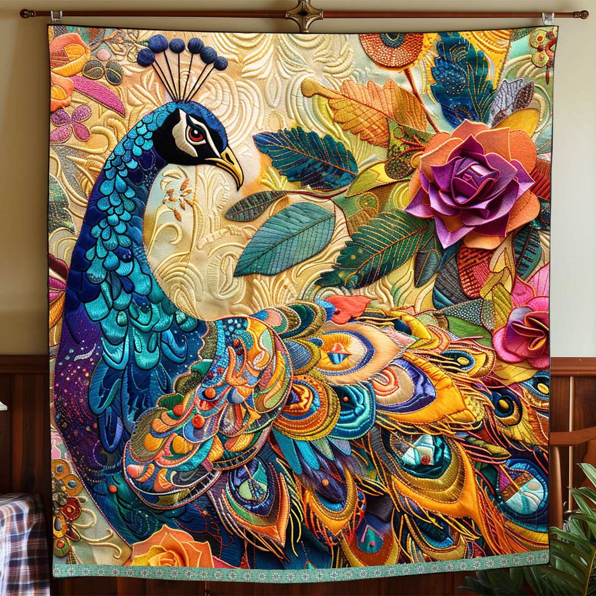 Peacock In Blooming WP0609035CL Quilt