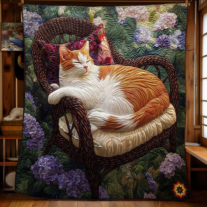 Cat Sleeping In Garden WY2712013CL Quilt