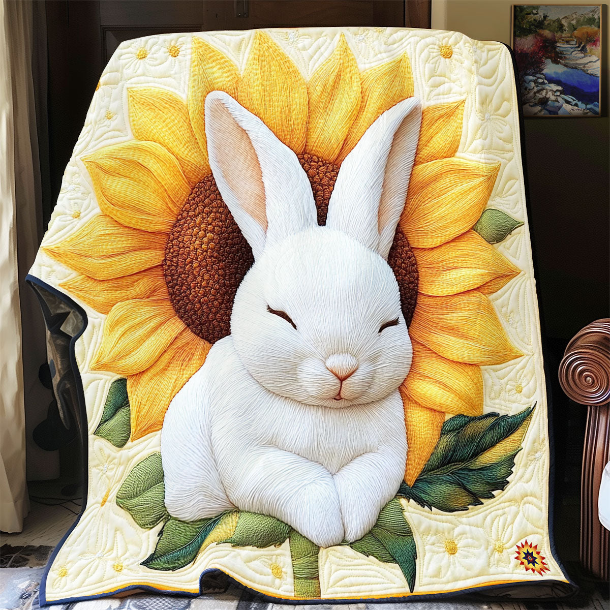Sunflower Sleeping Rabbit WY1411019CL Quilt