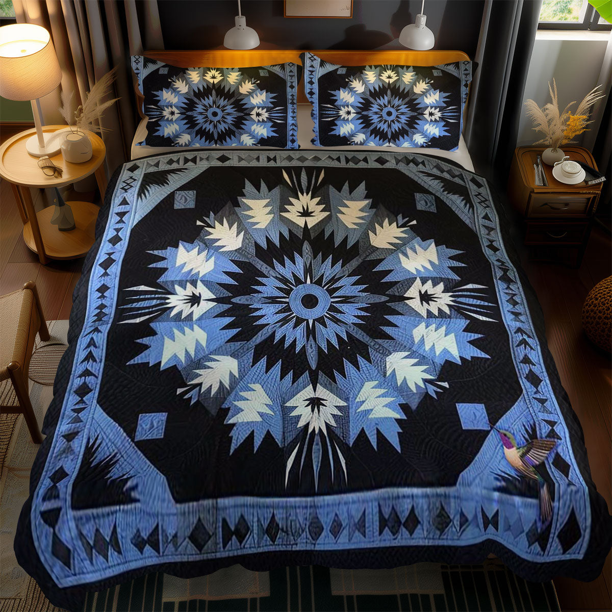 Native Blue Star Petals WN1210041CL Duvet Cover Set