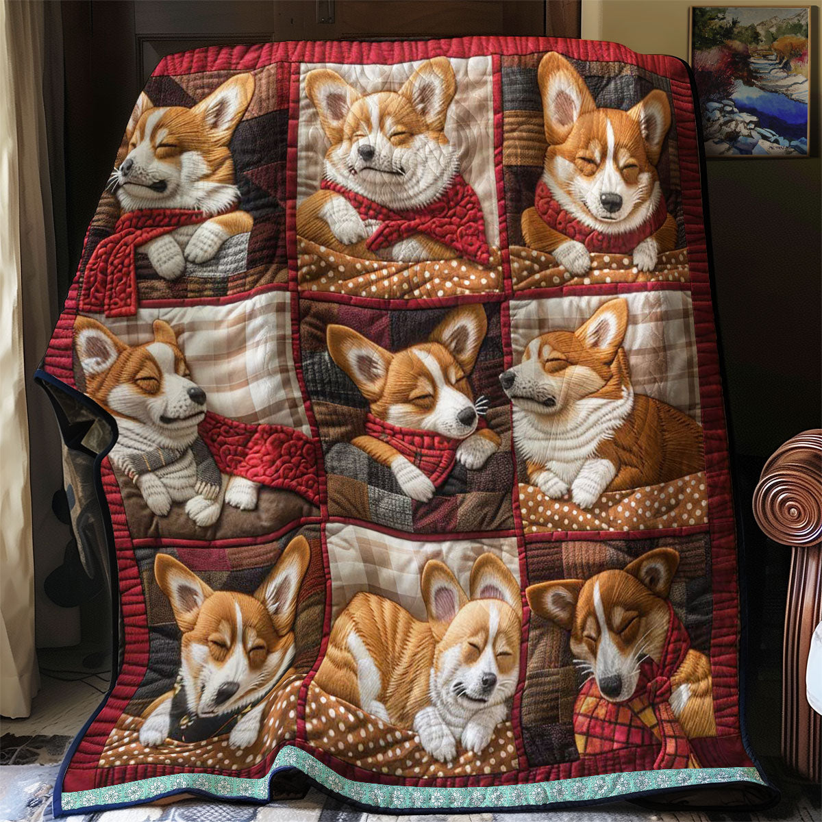 Happy Corgi Sleeping WN1209004CL Quilt
