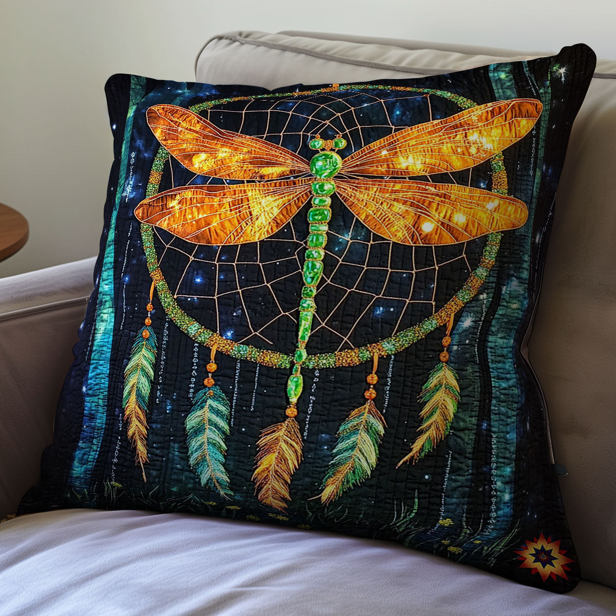 Gold Dragonfly Dreamcatcher WY0412080CL Quilt Pillow Case