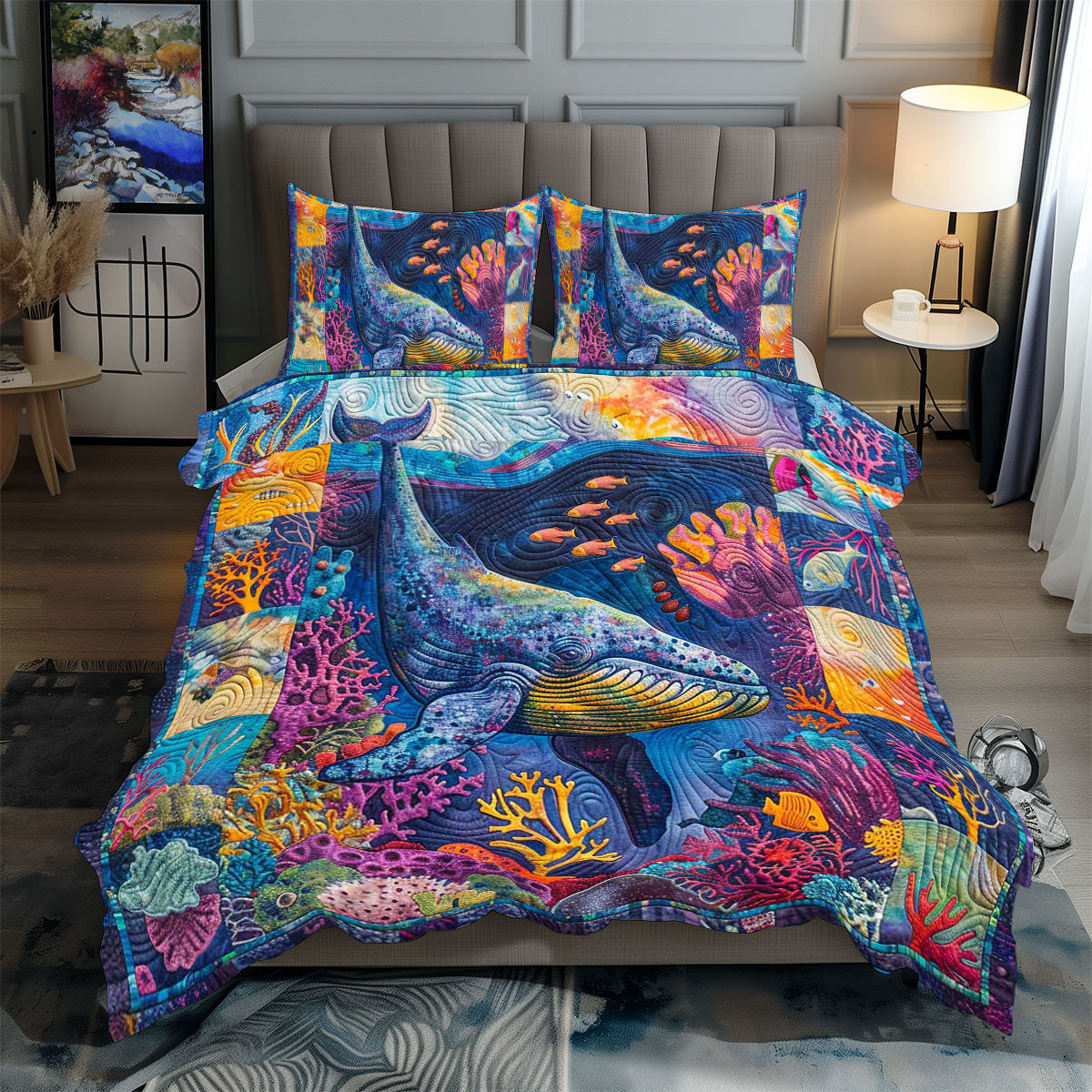 Whale Patchwork Sealife WP0409057CL Duvet Cover Set