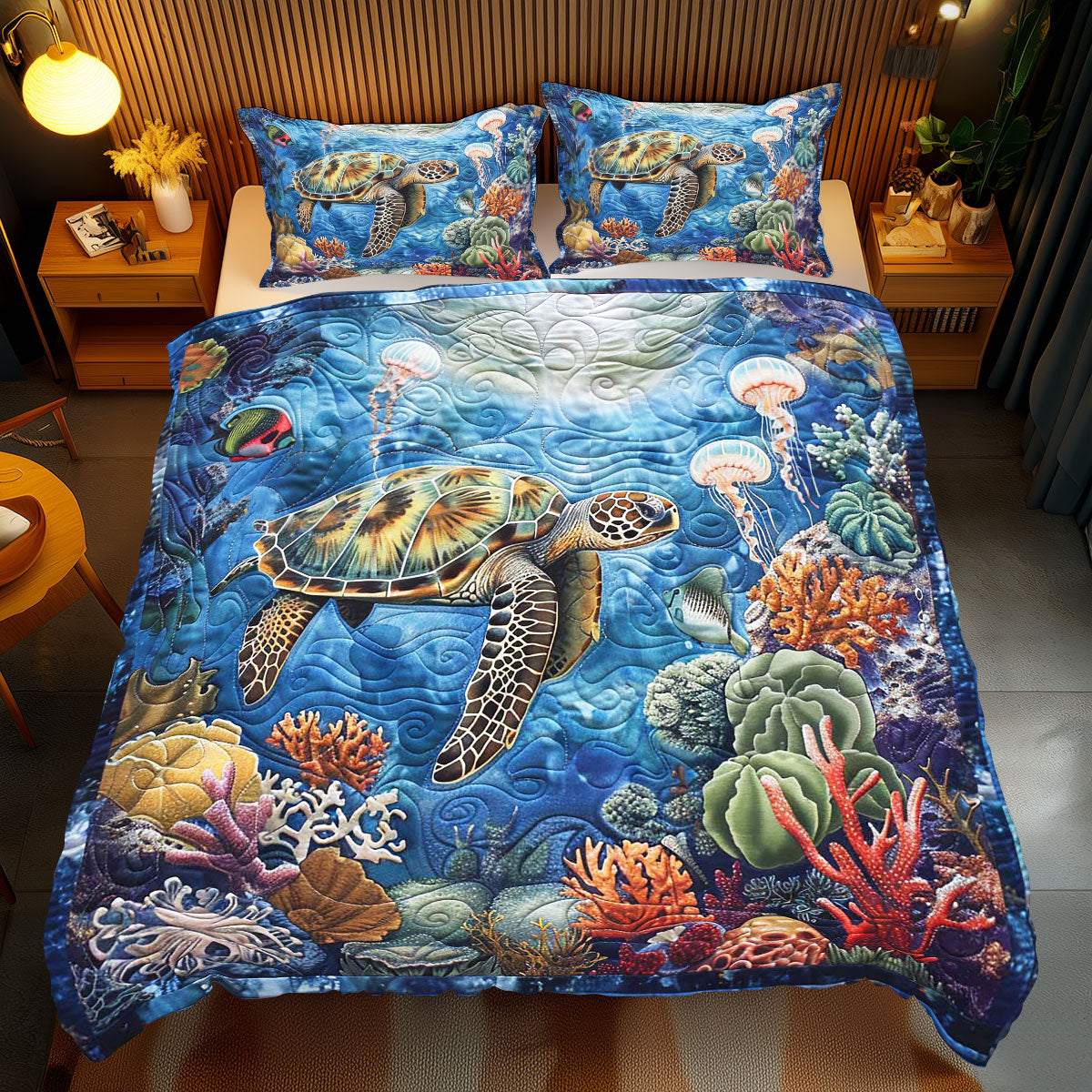 Turtle Jellyfish Habitat WP0909060CL Duvet Cover Set