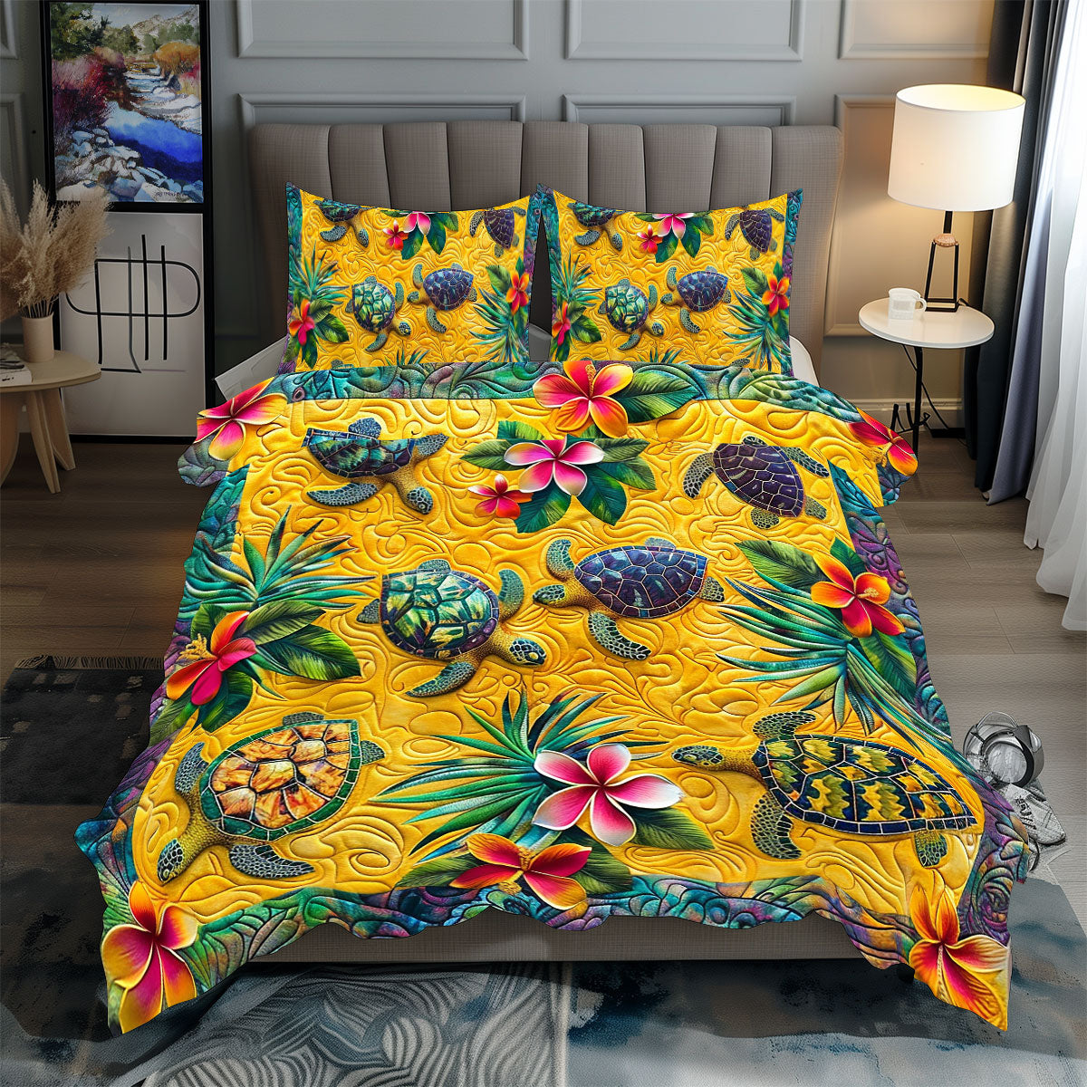 Turtle Pumeria Flower WP1008026CL Duvet Cover Set