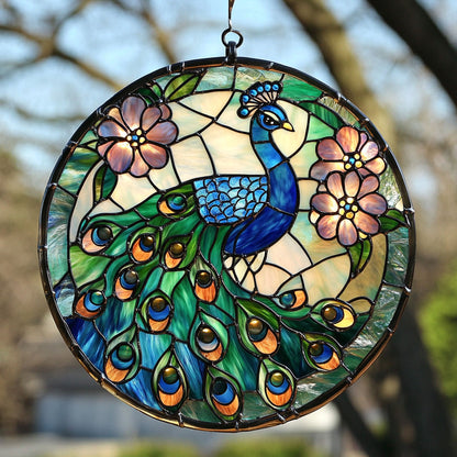 Peacock WJ1911041CL Stained Glass Suncatcher