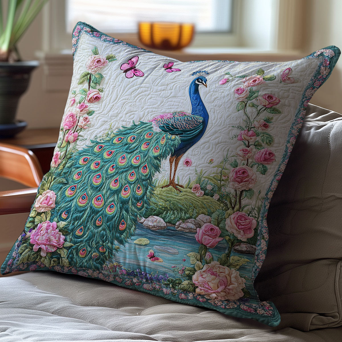 Peacock In Rose WY2501052CL Quilt Pillow Case