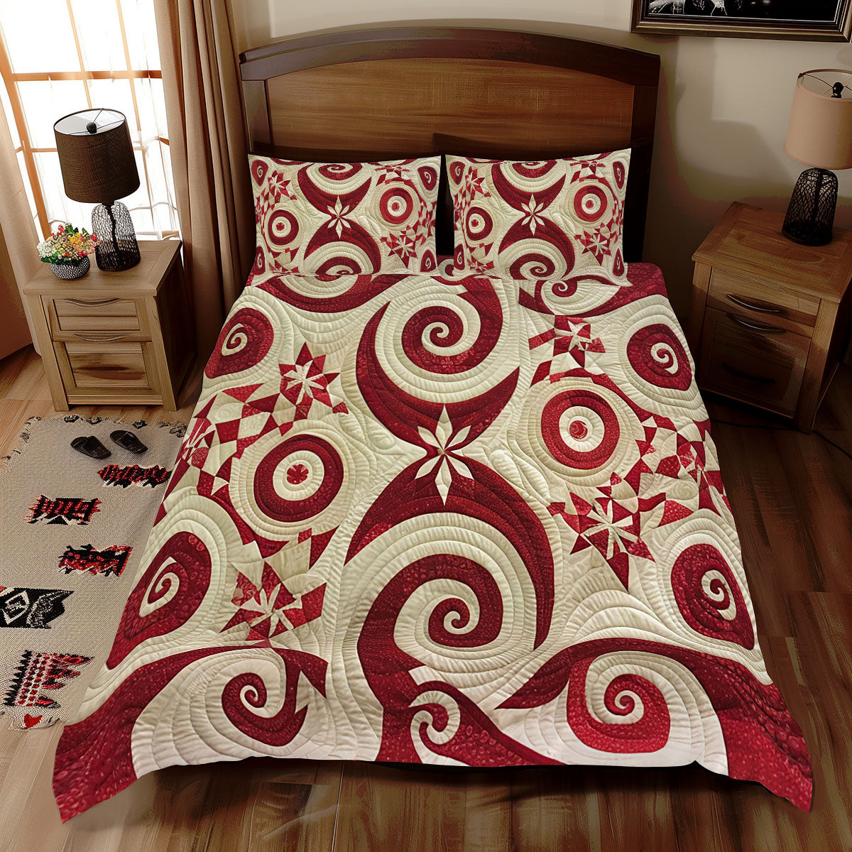 Swirly Red Star WJ3010031CL Duvet Cover Set