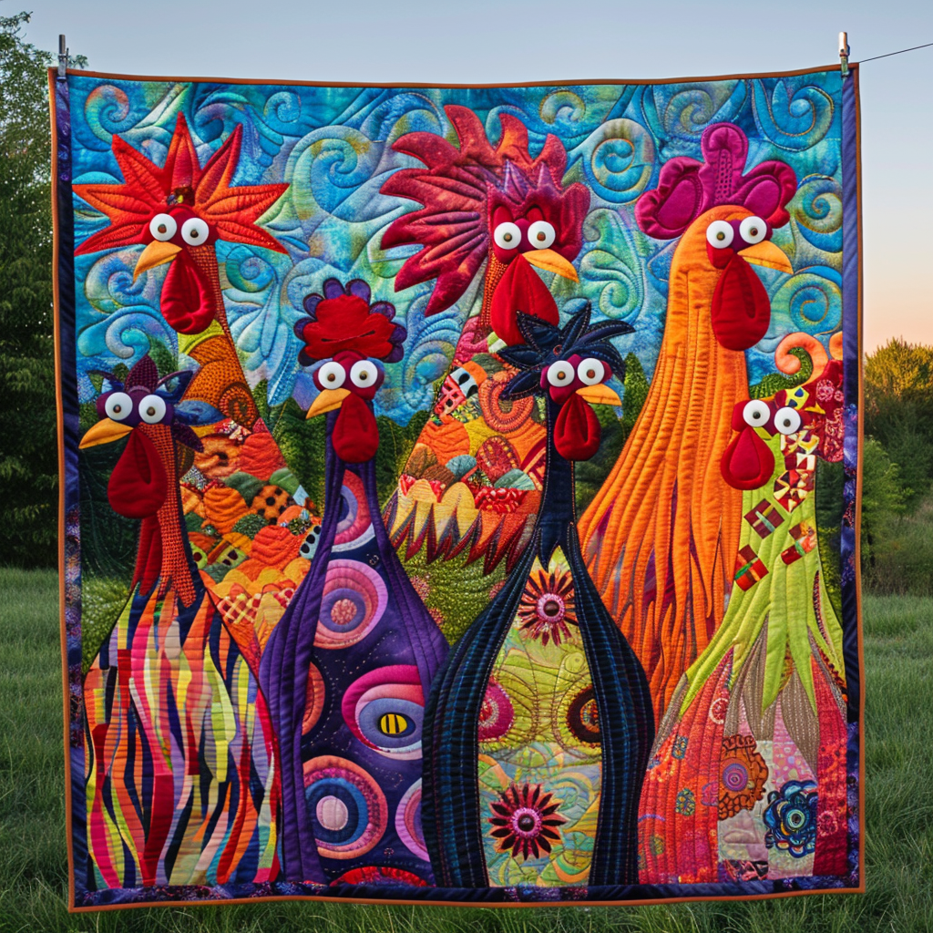 Colorful Cluckers YR0301040CL Quilt