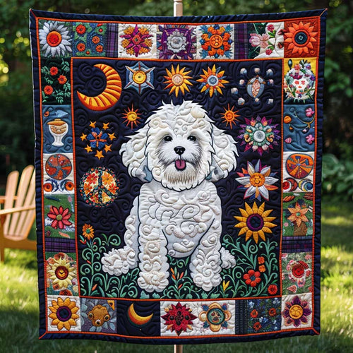 Bichon Frise Flower Love WN1210012CL Quilt