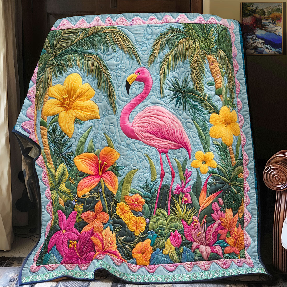 Flamingo Flower WX2312022CL Quilt