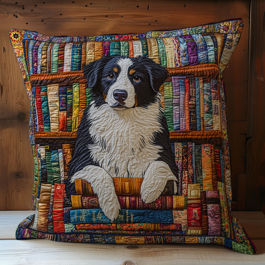 Border Collie In Library WY2612088CL Quilt Pillow Case