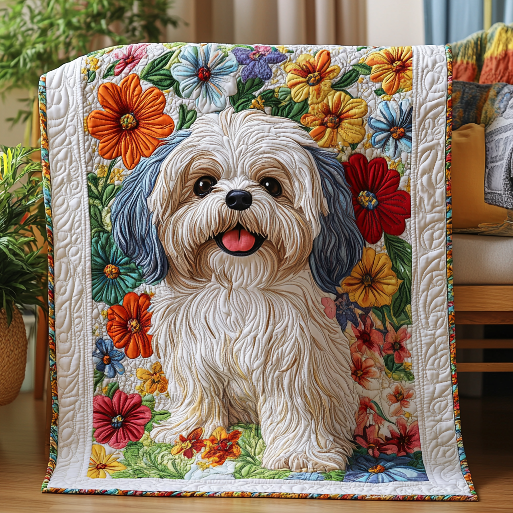 Shih Tzu Flower WG0101008CL Quilt