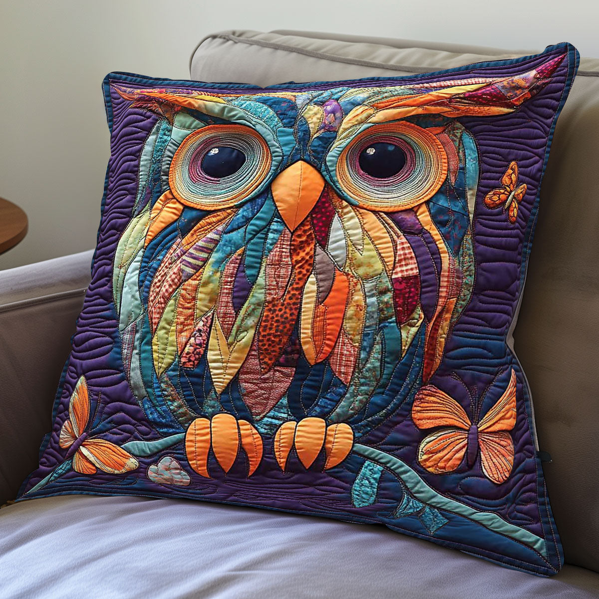 Patchwork Owl WP1609010CL Quilt Pillow Case